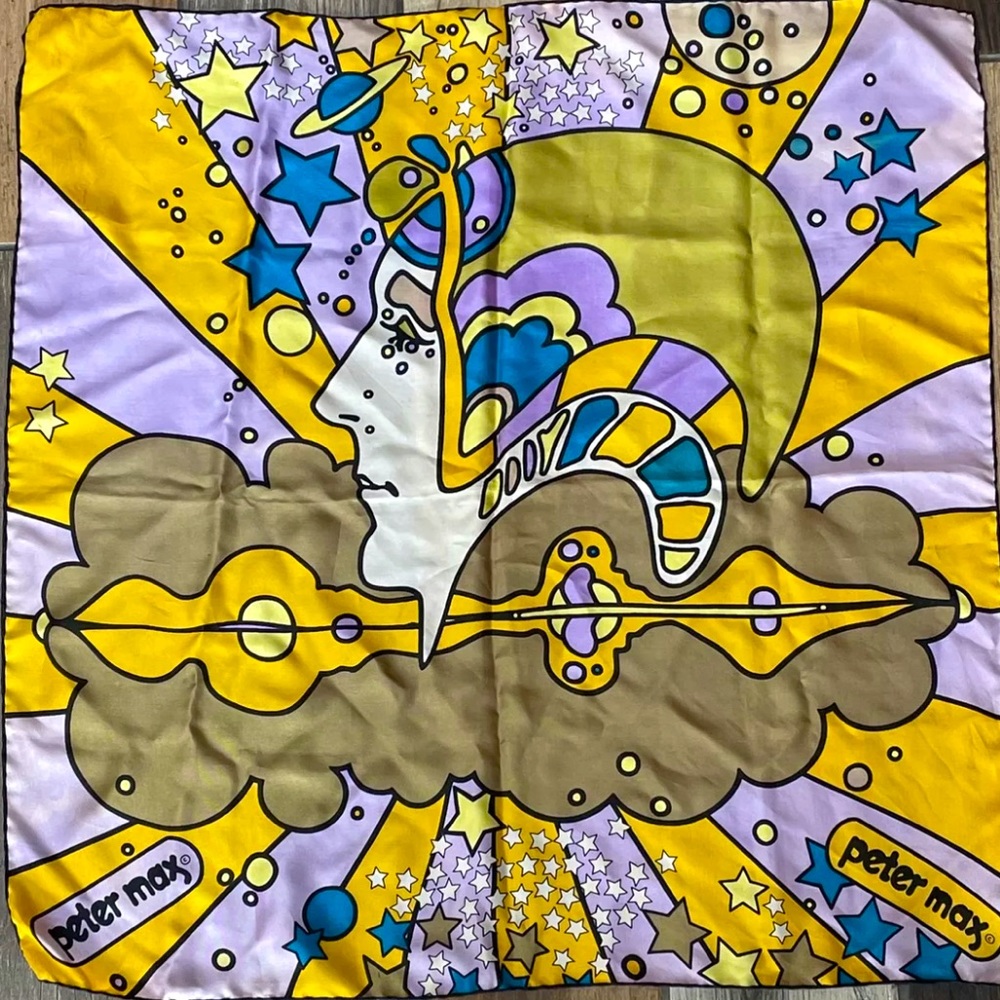 Vintage Peter Max Silk Print Scarf